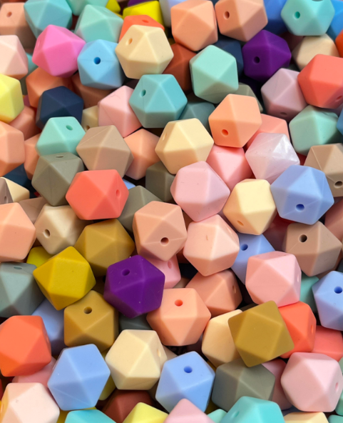 silicion beads:15mm,round and hexagon