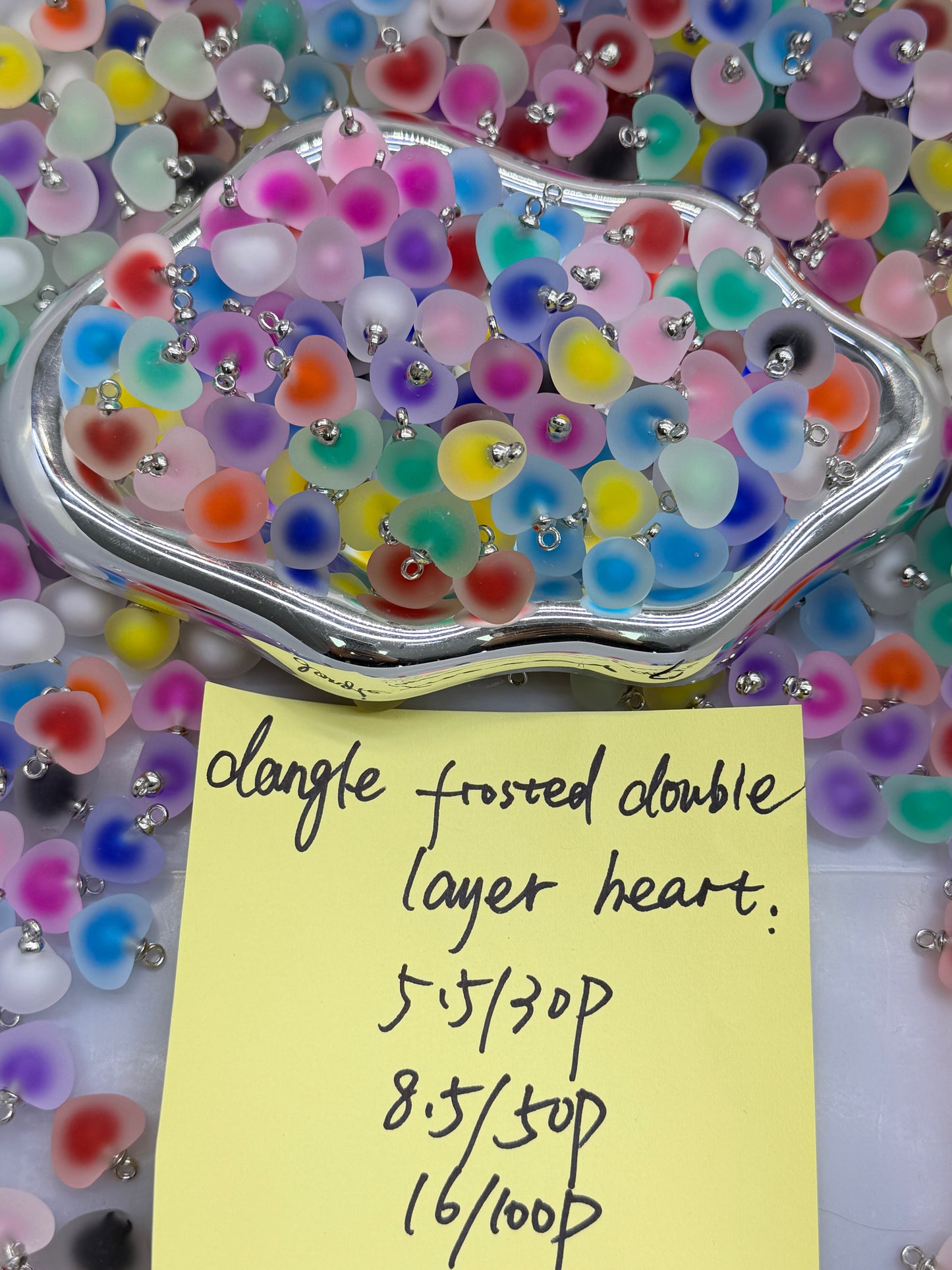 2.8 NEW-dangle frosted double layer heart