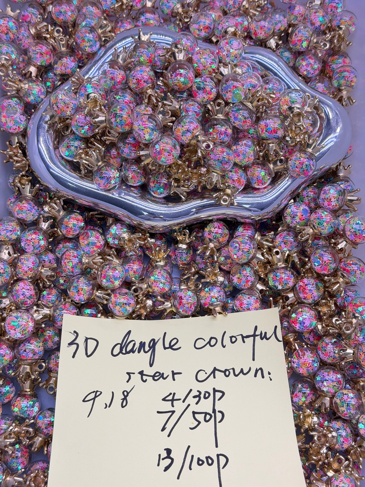 4.18 NEW-3D dangle colorful star crown
