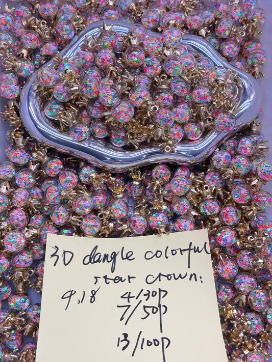 4.18 NEW-3D dangle colorful star crown