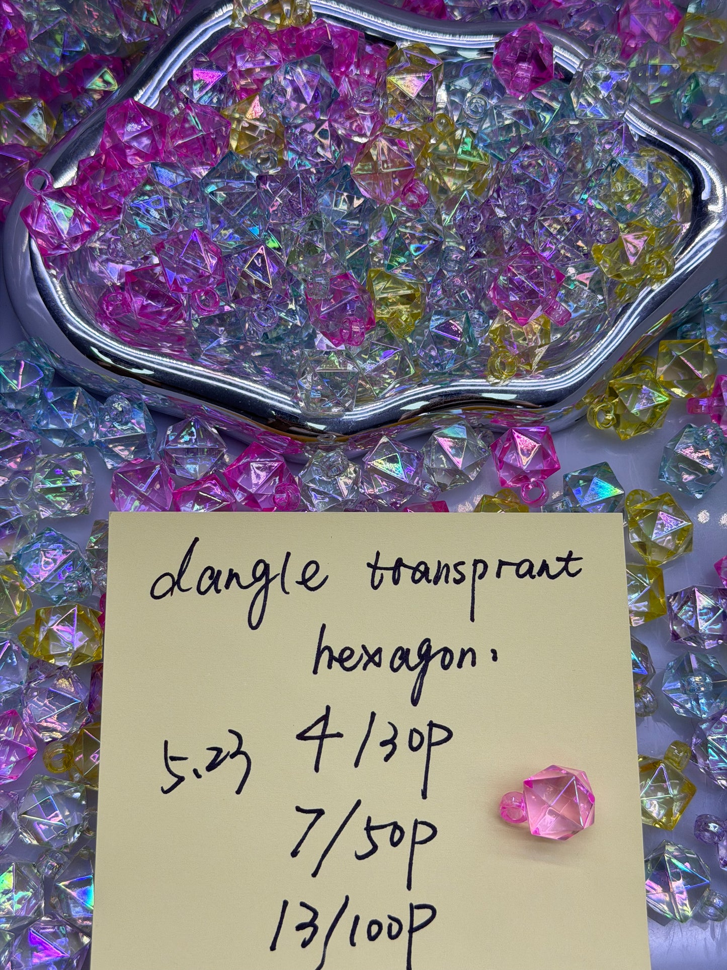 5.23 NEW-dangle transprant hexagon
