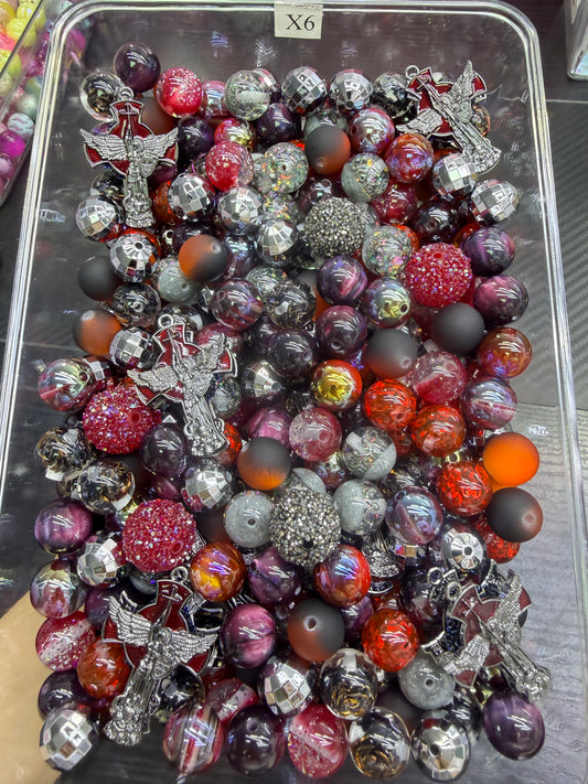 5.27 FANCY MIX BEADS:X6（Blood rose）
