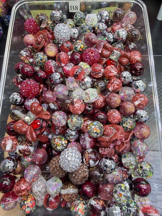 6.4 FANCY MIX BEADS:B8（Rosy wine）