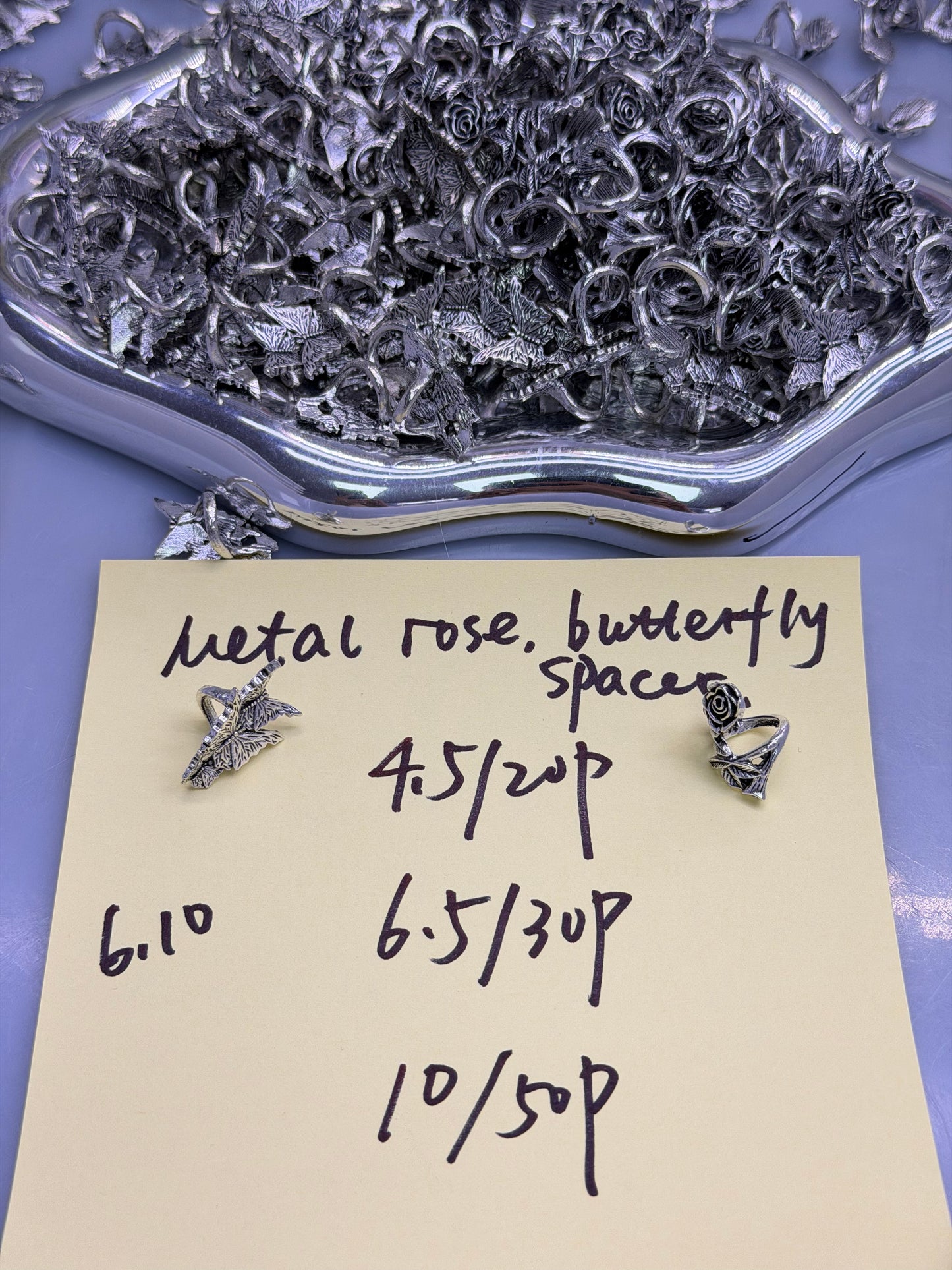 6.10 NEW-metal rose butterfly spacer