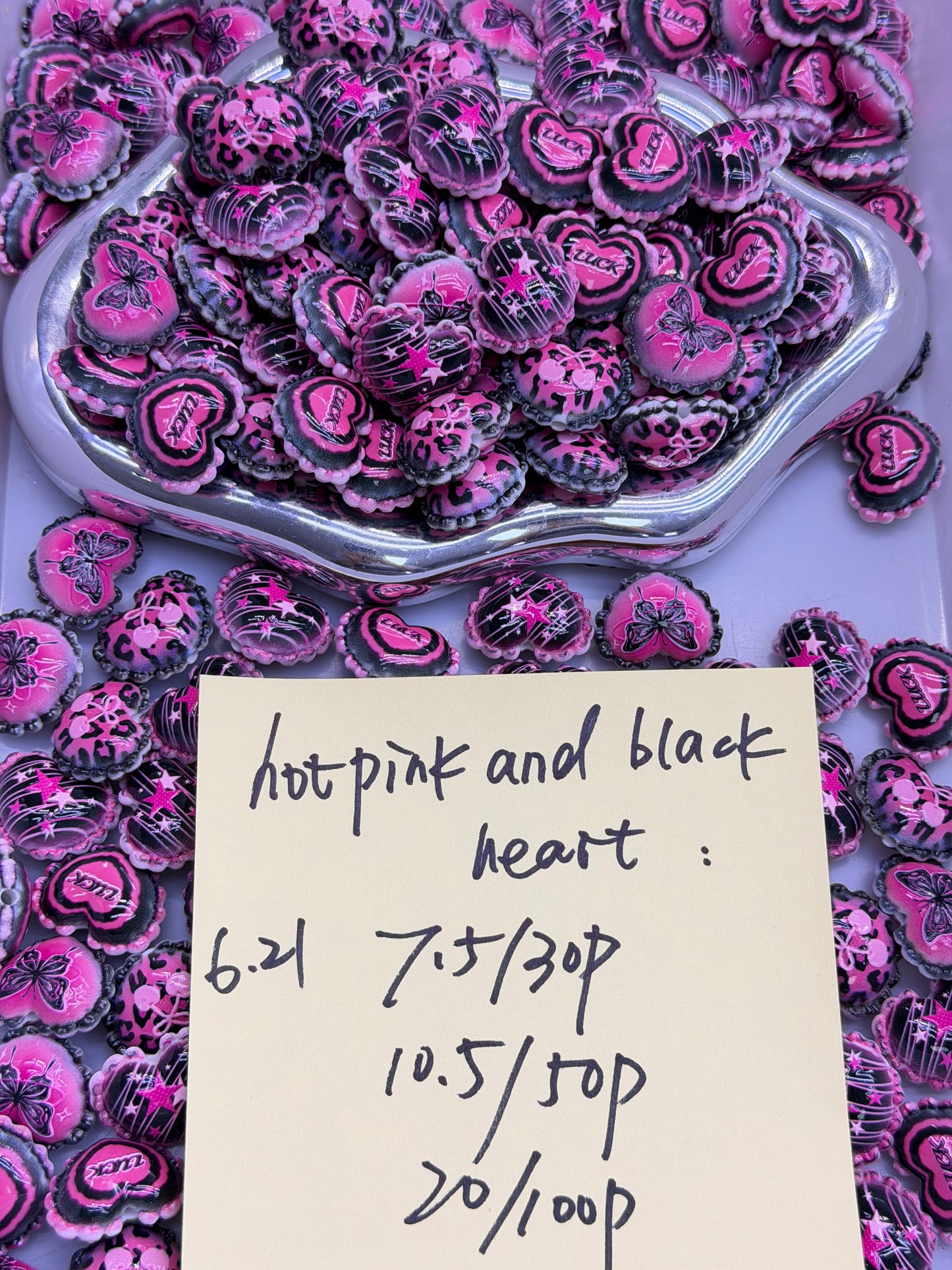 6.21 NEW-hot pink and black heart