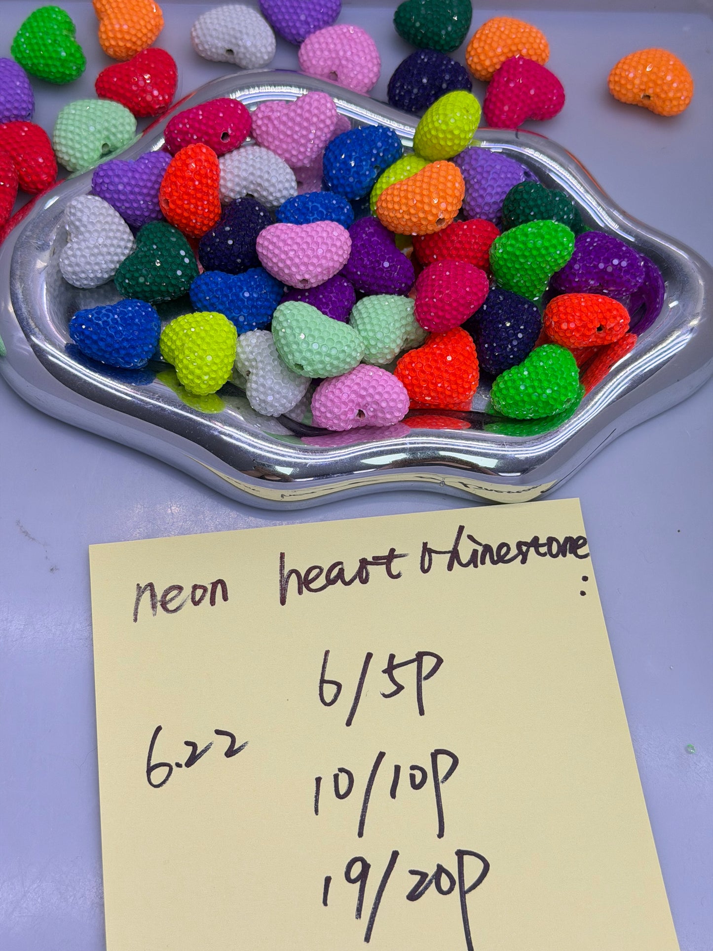 6.22 NEW-neon heart rhinestone
