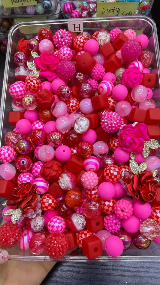 6.29 FANCY MIX BEADS: H(Bubblegum rose)