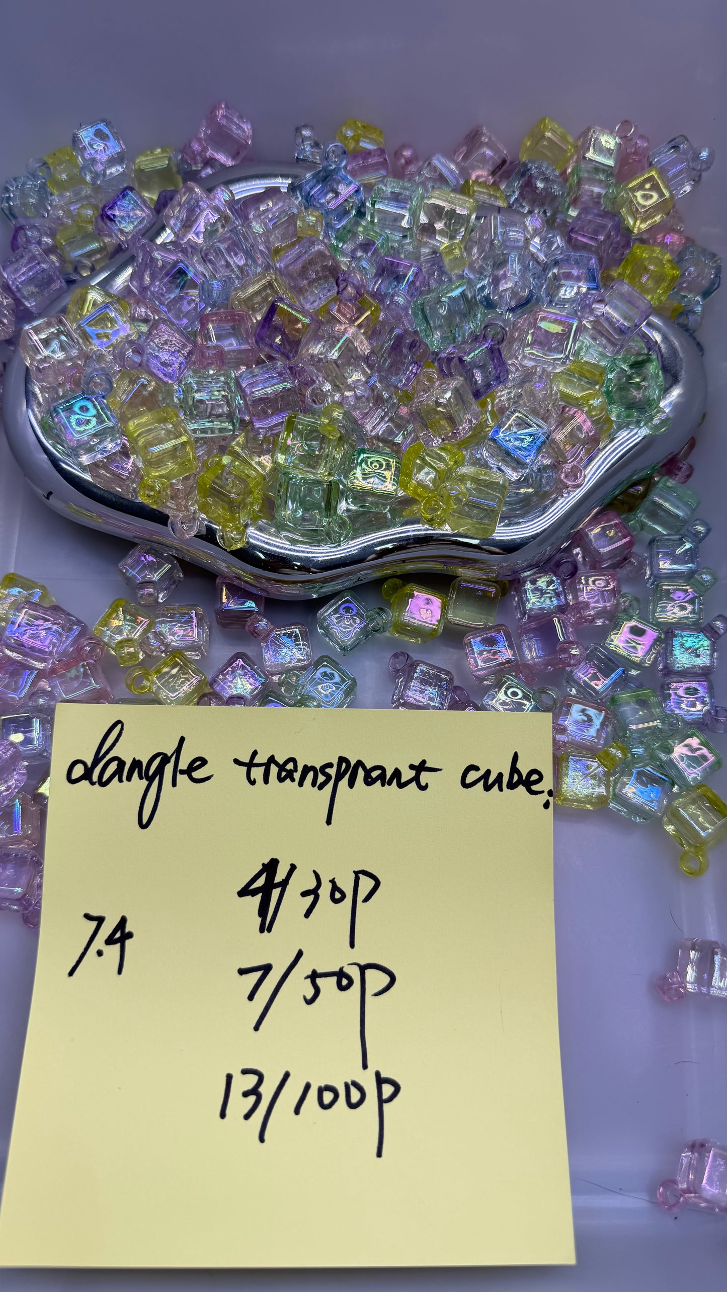 7.4 NEW-dangle transprant cube