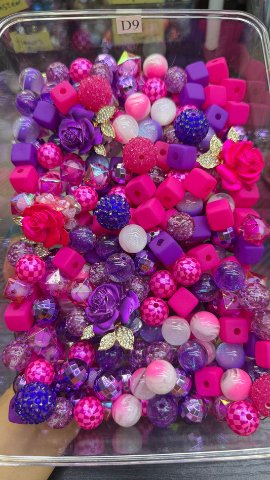 8.1 FANCY MIX BEADS:D9(neon rose)