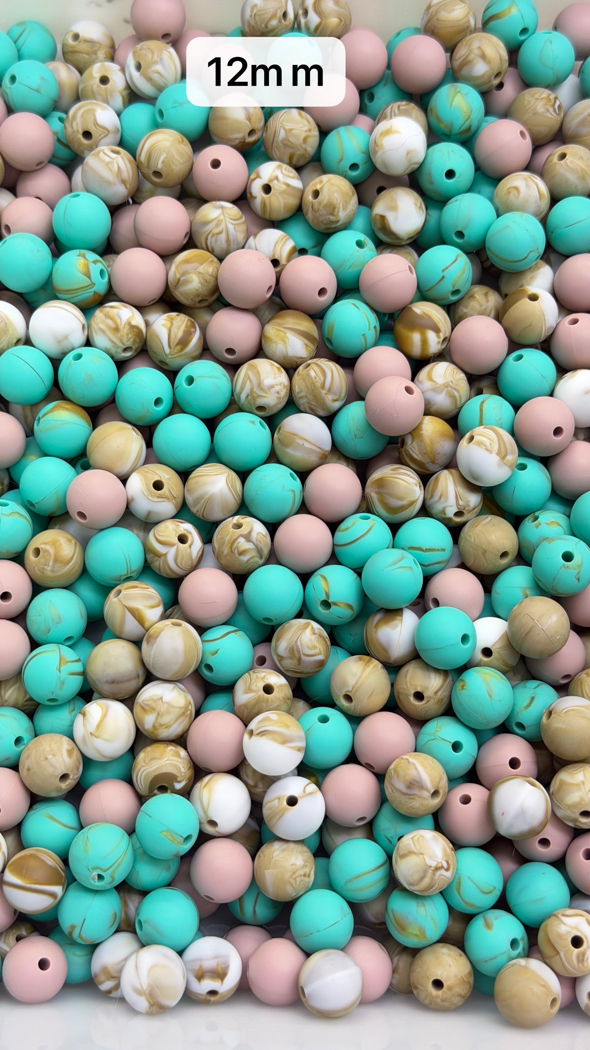 9.17 12mm Solid Silicone Mix beads