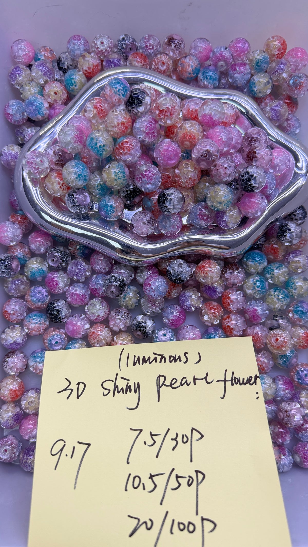 9.17 NEW-3D shiny pearl flower