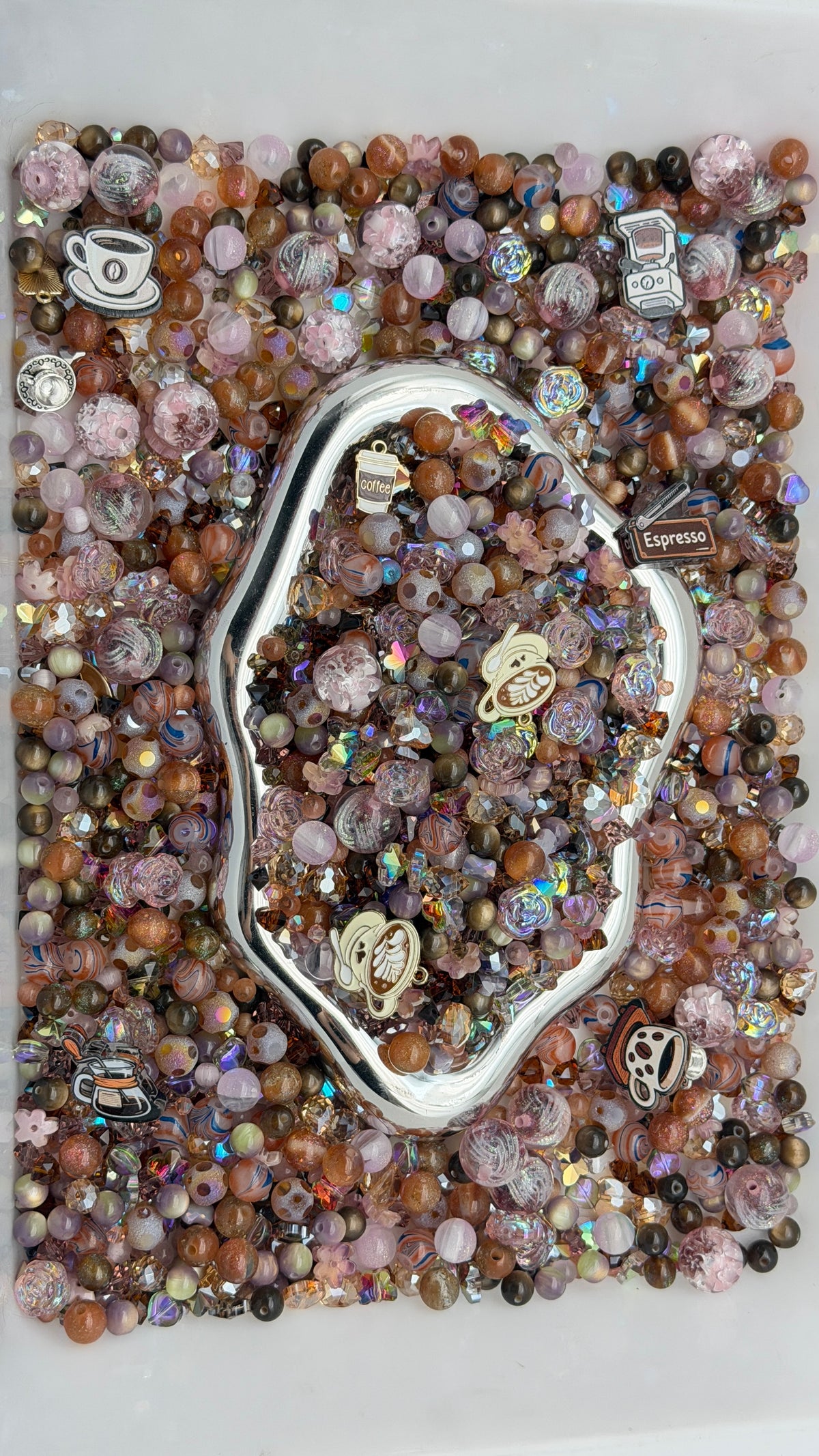 9.18 PHONE CHAIN MIX BEADS:coffee