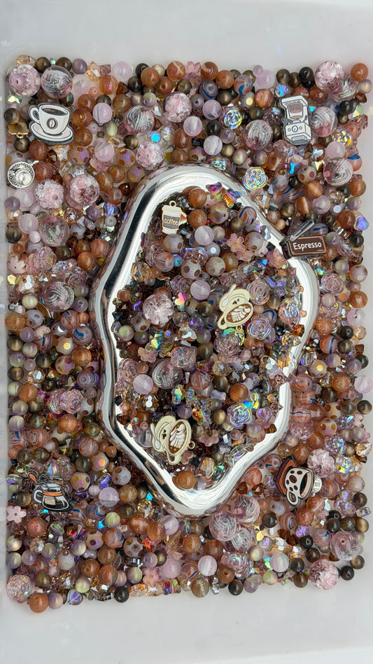 9.18 PHONE CHAIN MIX BEADS:coffee
