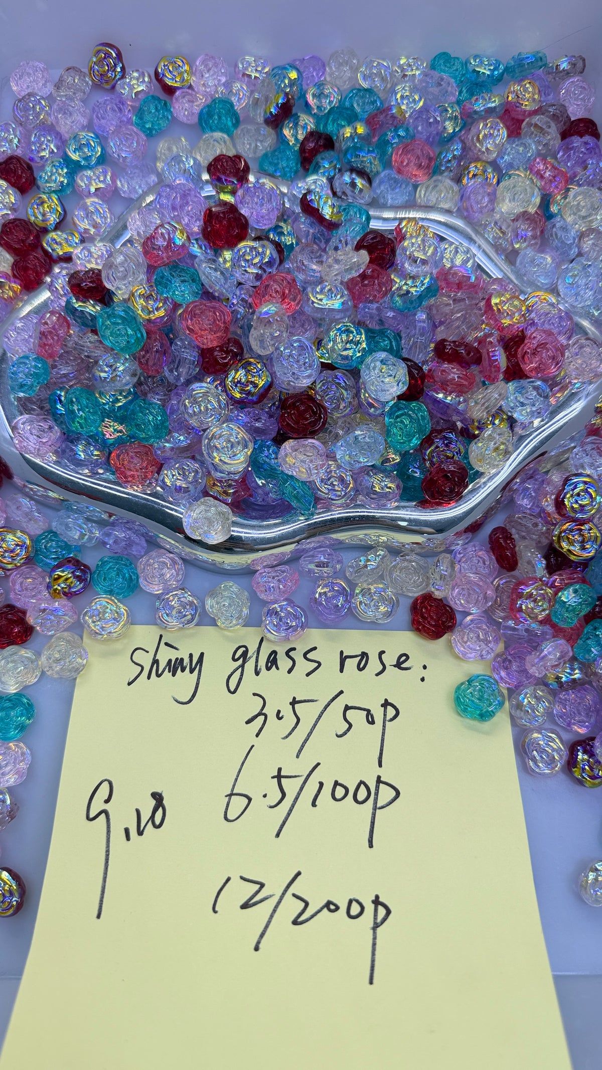 9.18 NEW-shiny glass rose