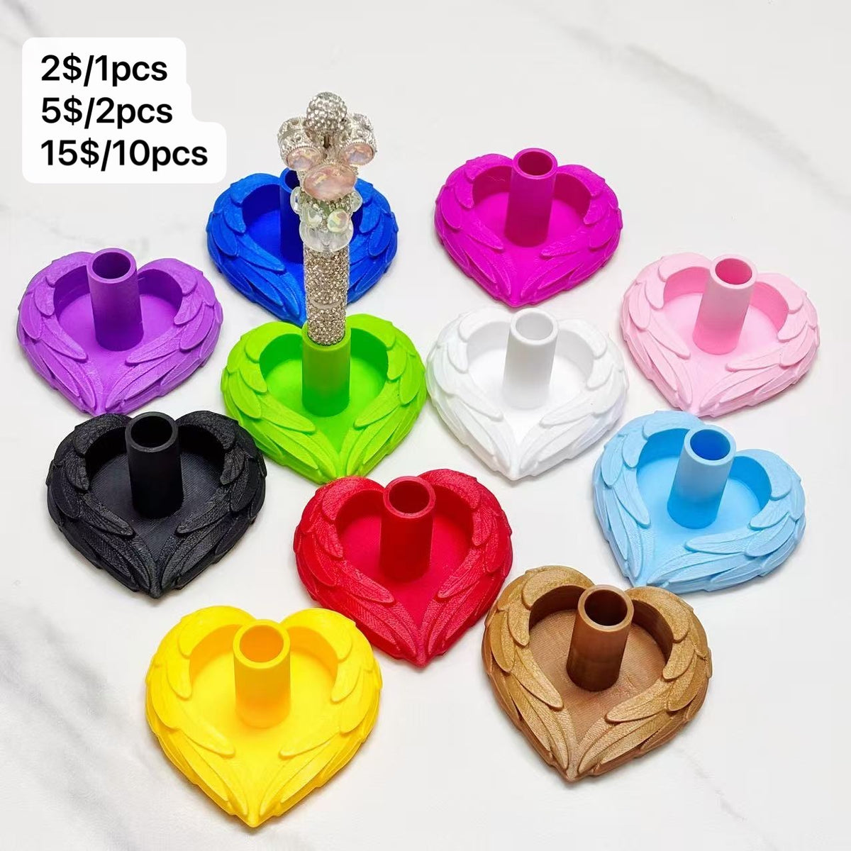 9.19 NEW-heart wing pen holder