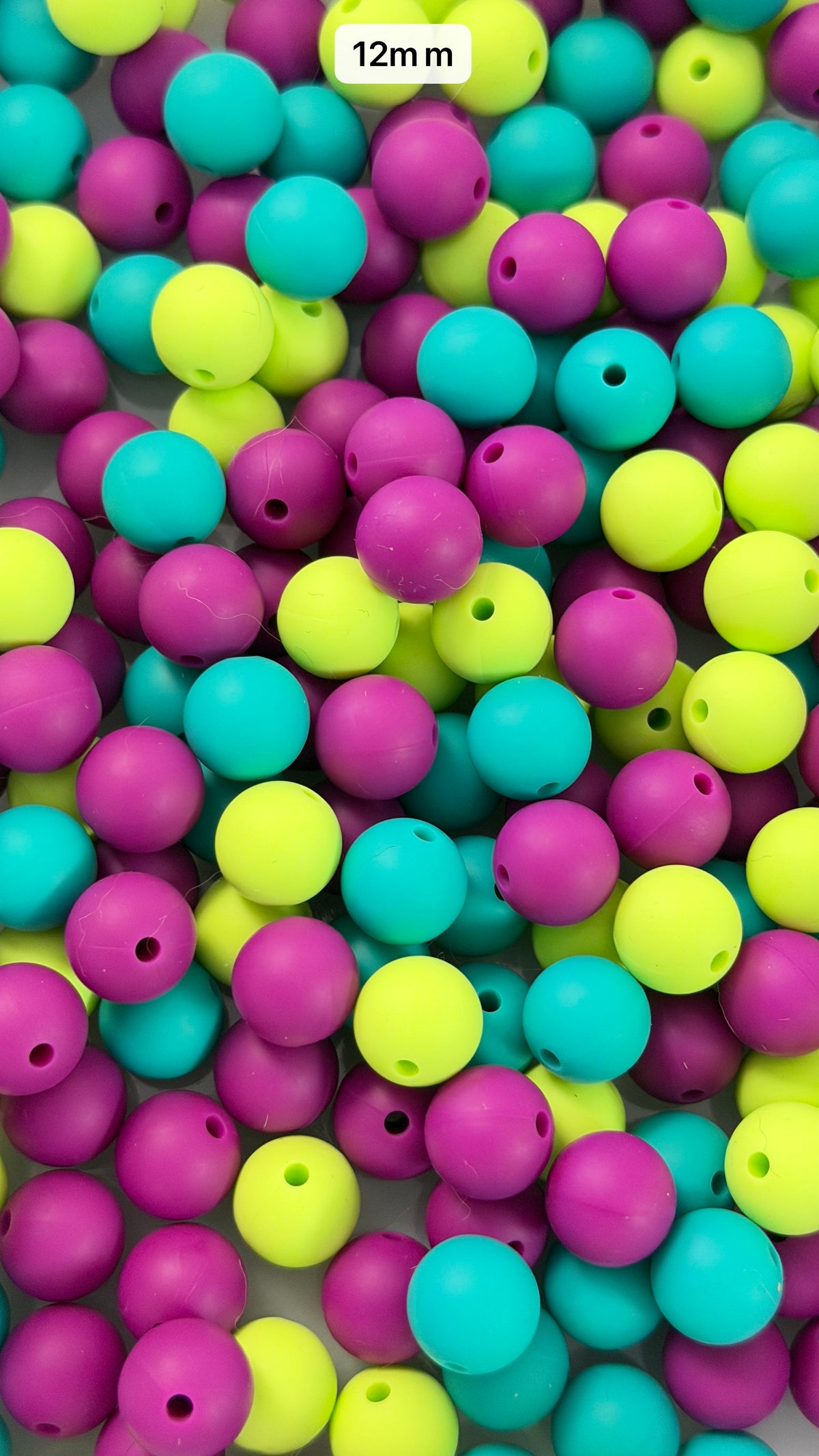 9.23 12mm Solid Silicone Mix beads