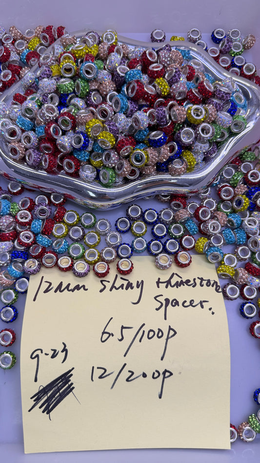 9.23 NEW-12mm shiny rhinestone spacer