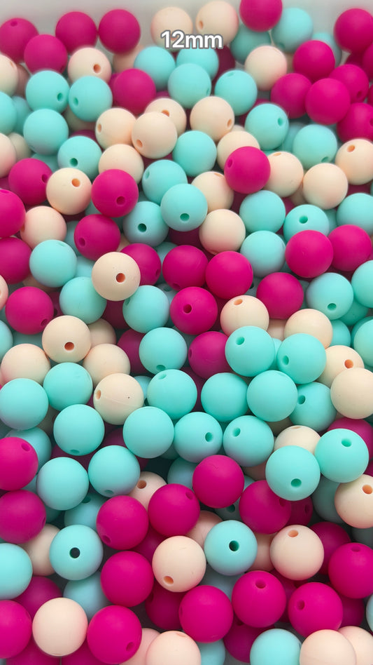 9.24 12mm Solid Silicone Mix beads