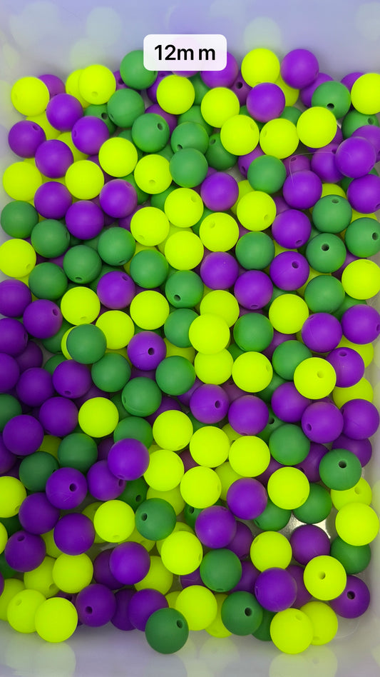 9.25 12mm Solid Silicone Mix beads