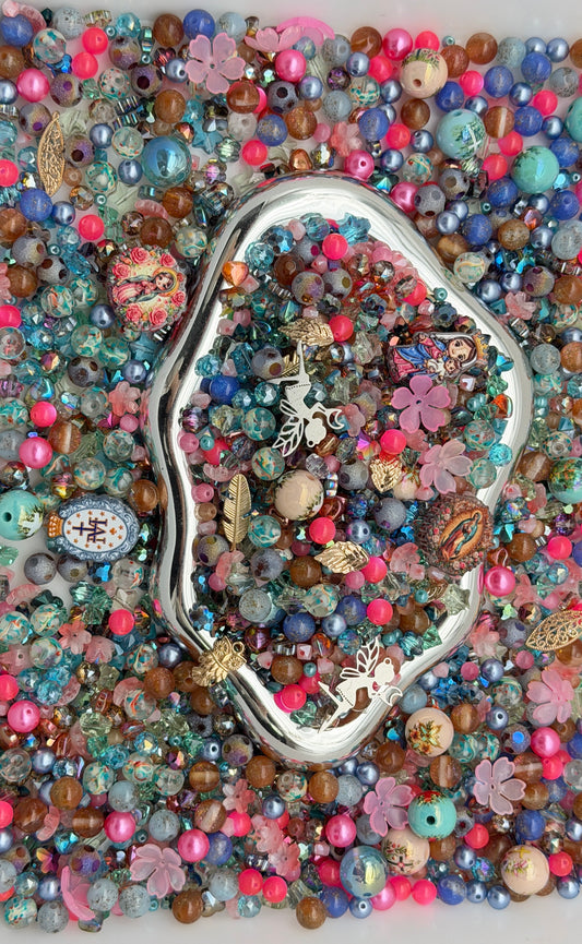 9.27 PHONE CHAIN MIX BEADS:pink and teal bule