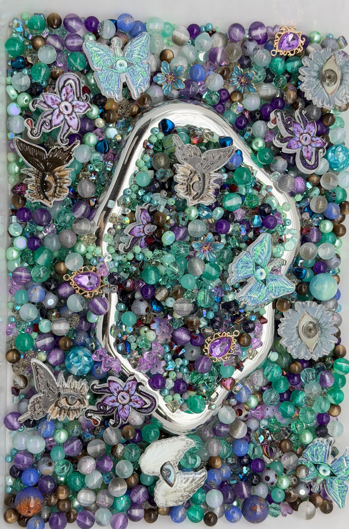 9.27 PHONE CHAIN MIX BEADS:purple and teal