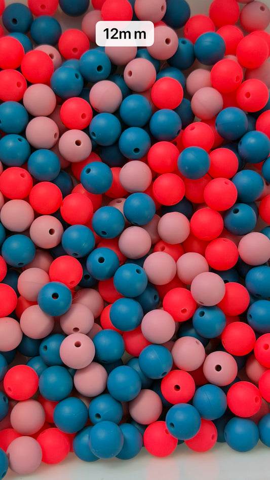 10.6 12mm Solid Silicone Mix beads