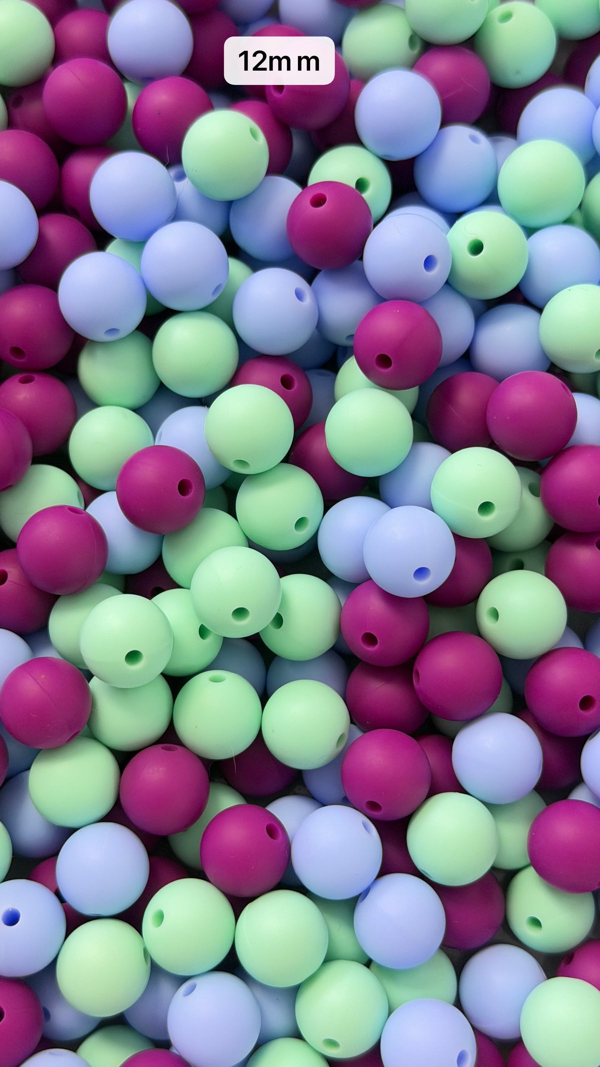 10.6 12mm Solid Silicone Mix beads