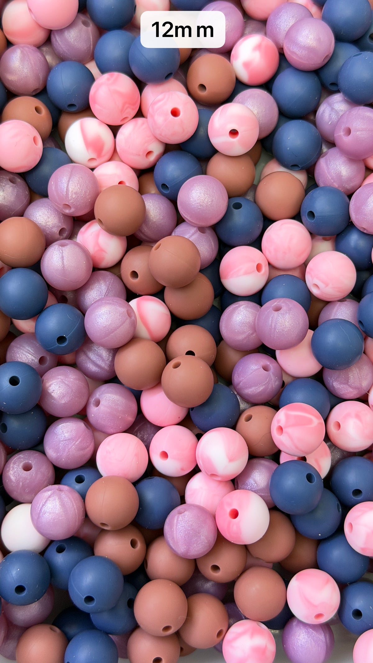10.8 12mm Solid Silicone Mix beads