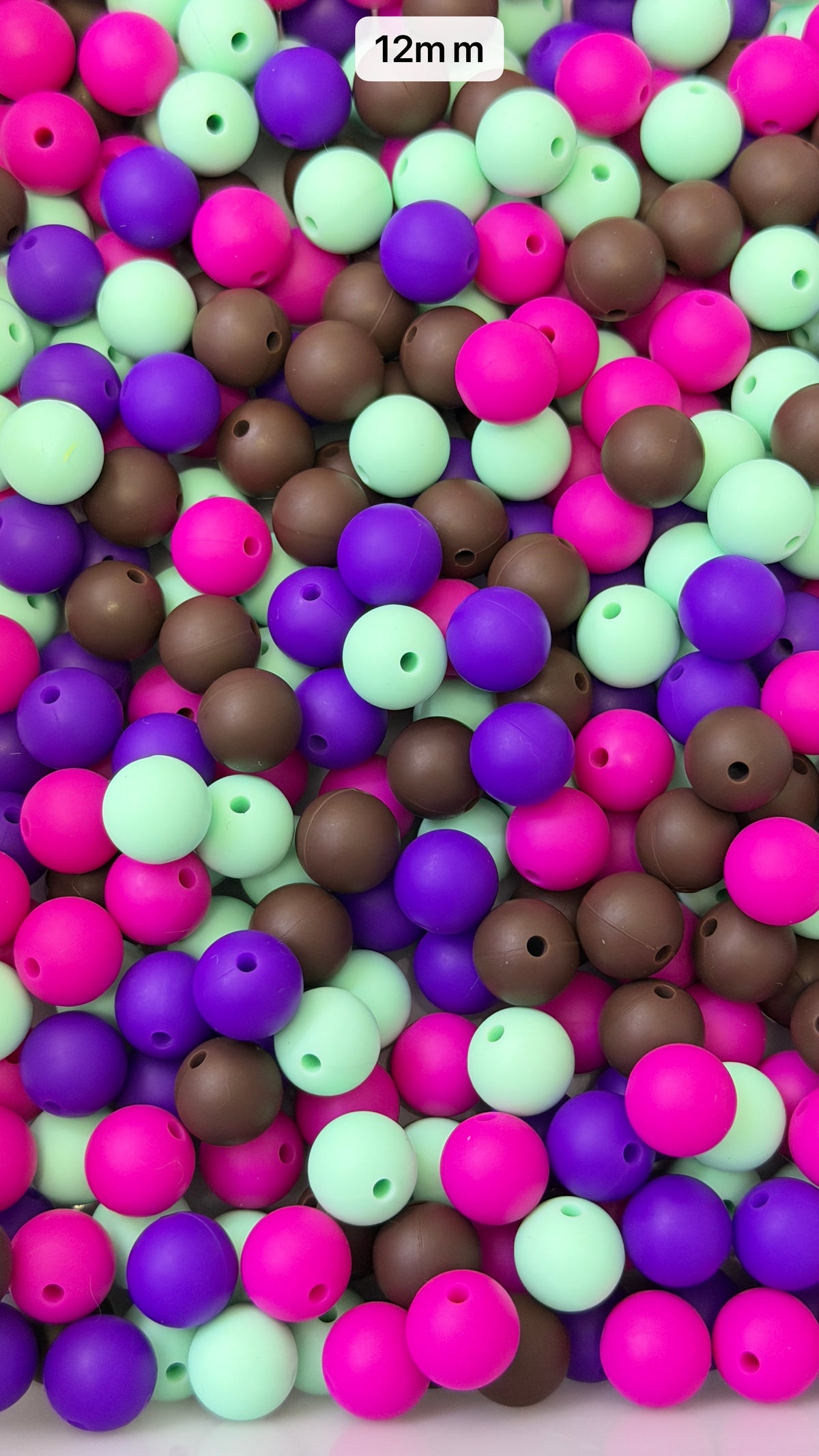 10.8 12mm Solid Silicone Mix beads