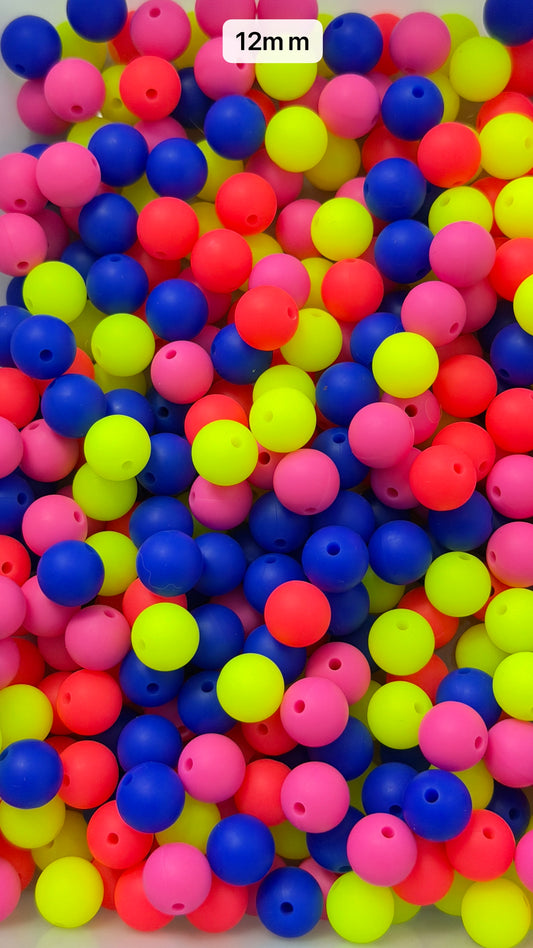 10.15 12mm Solid Silicone Mix beads