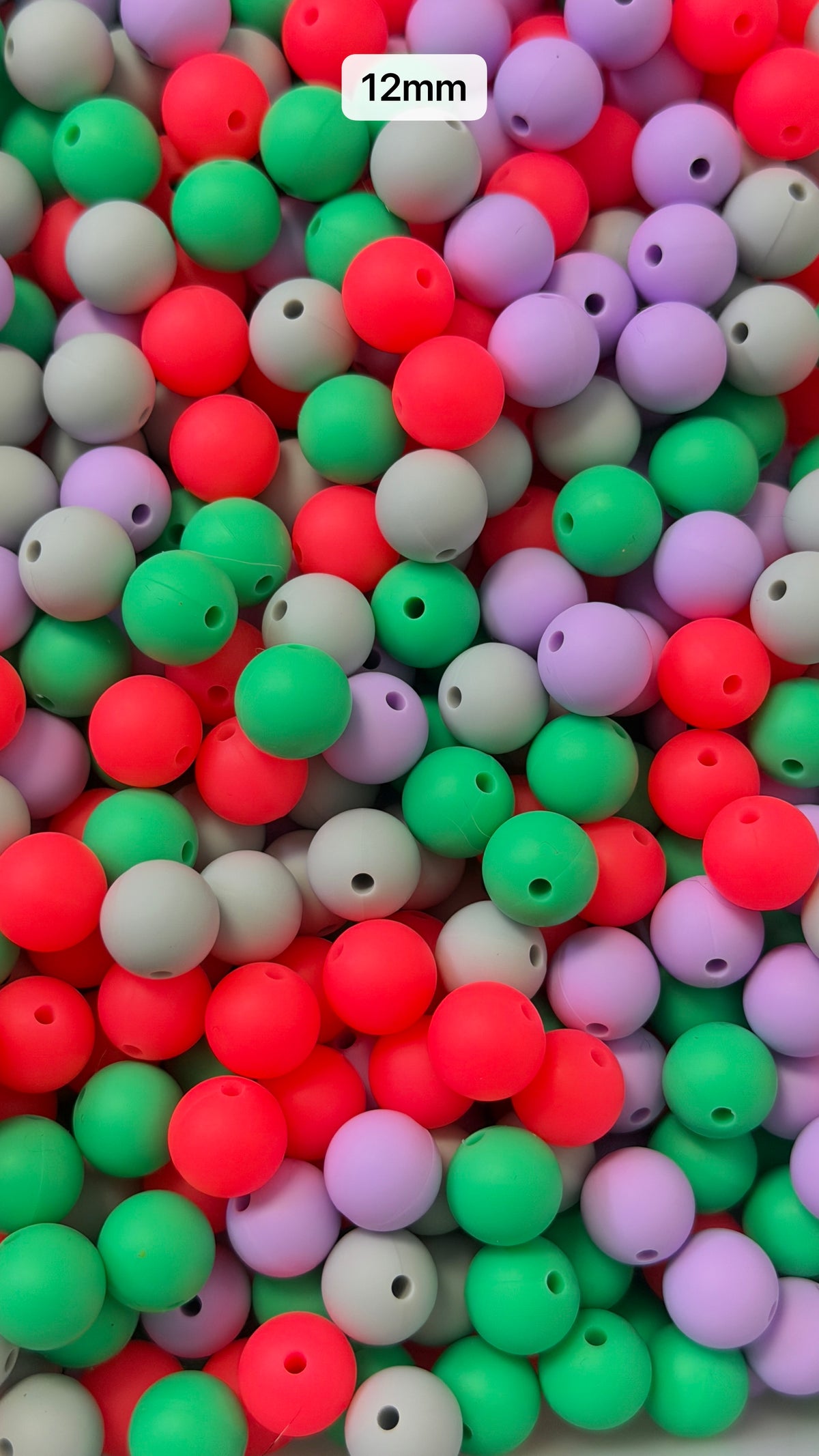10.21 12mm Solid Silicone Mix beads